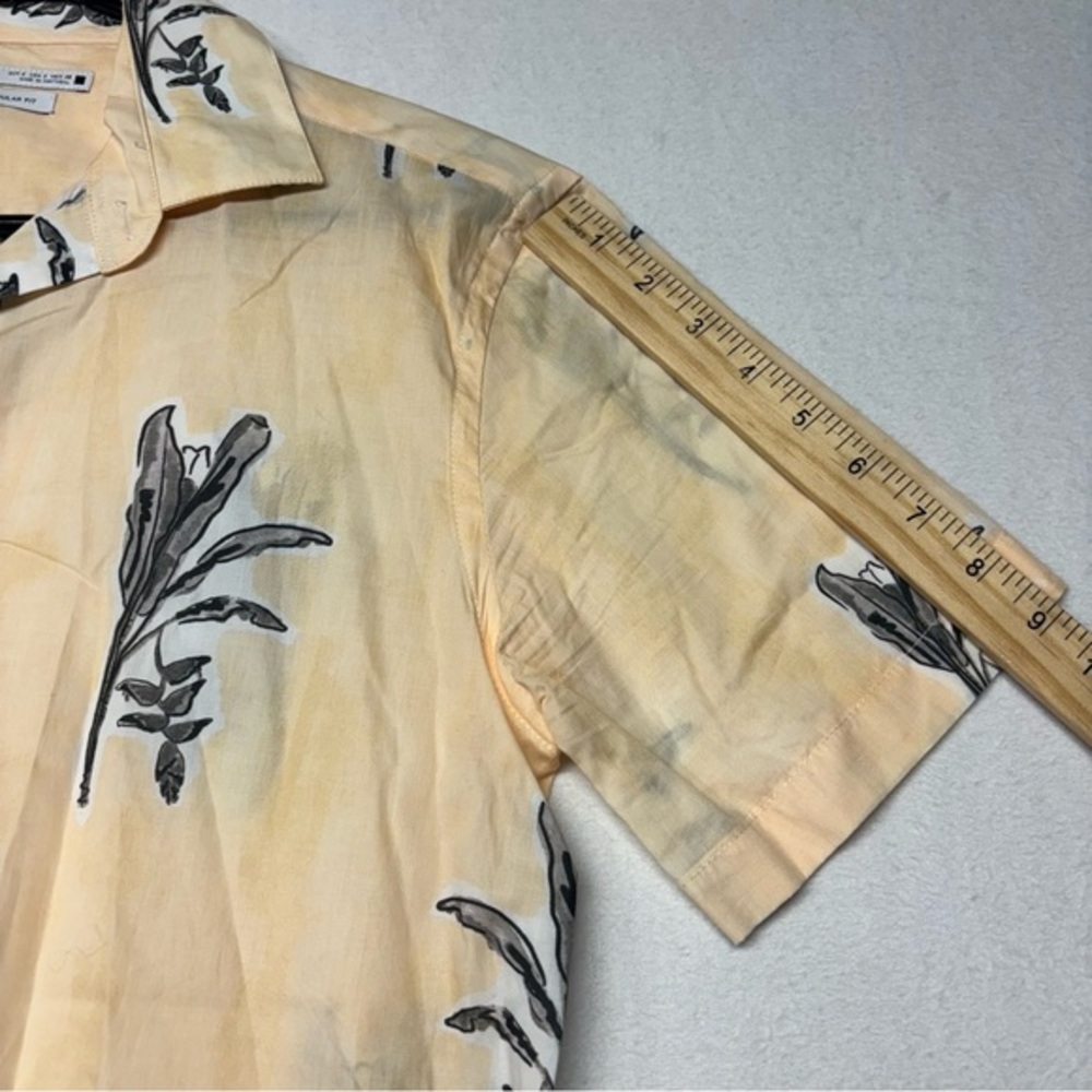 Zara Women's Button Up Crop Button-Up Leaf/Floral Orange Shirt S - Picture 5 of 5